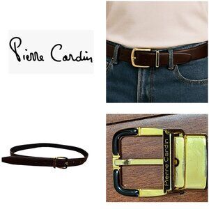 Pierre Cardin Size 36 Leather Belt Reversible Black Brown Gold Buckle